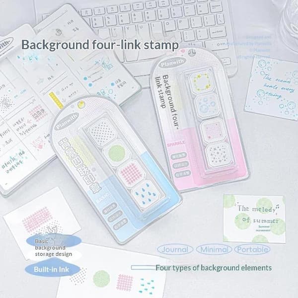 4-i-1 Mønster Baggrundsstempelsæt til DIY Journal Scrapbooking A1