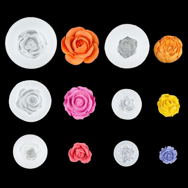 3D Rose Blomst Silikone Lysform Håndlavet Sæbefremstilling Epoxy 4