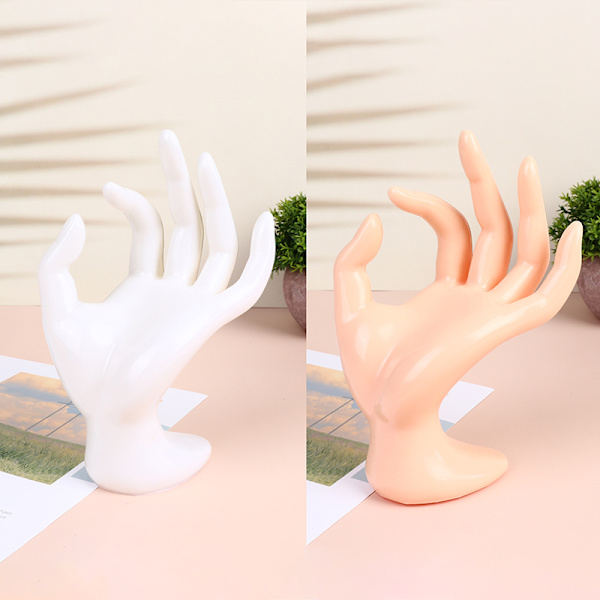 Nyhet OK formet Stand Hand Display Holder For Ring Armbånd N White