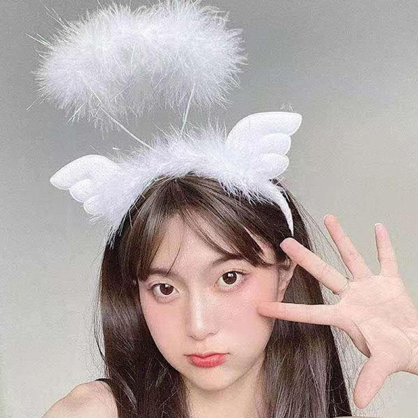 LED Angel Halo Pannebånd Feather Wreath Hårband Party Cosplay D