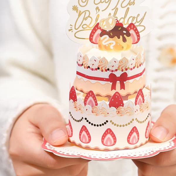 3D Pop-Up Gratulasjonskort Gratulerer med dagen Bursdagskake Velsignelser A1