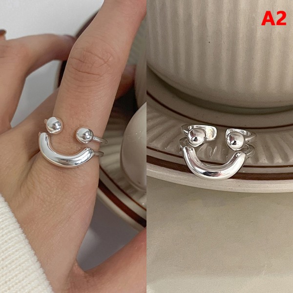 Smile Shape Ring Til Kvinder Fine Smykker Finger Justerbar Åben A1