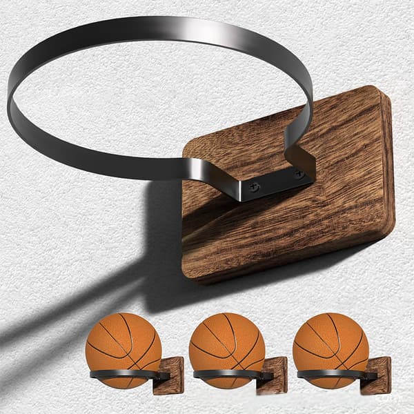 Väggmonterad bollförvaringsställ - För visning av basketbollar och A