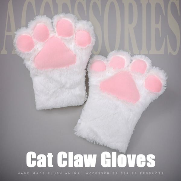 e Cat Paw Cat Paw Gloves Tykkede Fluffy Cat Paw Split Finger camel one