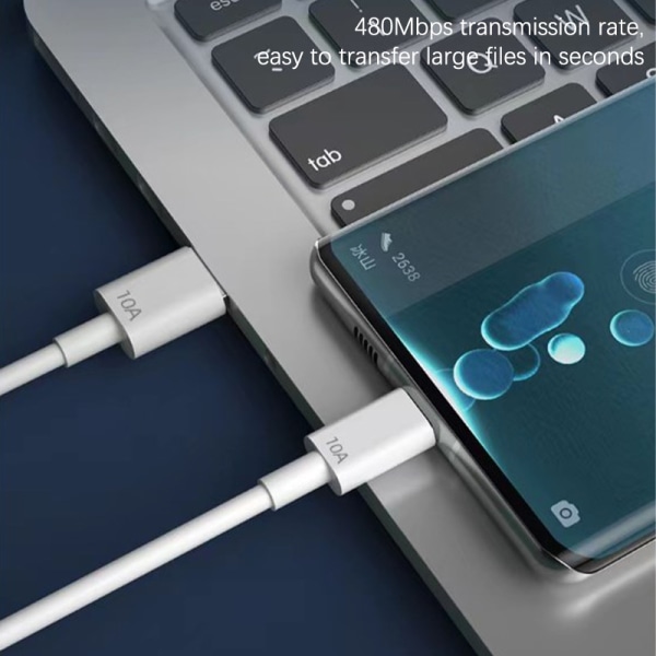 120 W 10 A USB Type C USB -kaapeli Super Fast Charing Line Mobilille 25cm