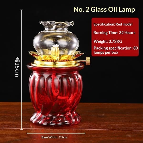 Glass Lotus Oljelampe Lang Brennetid Gyldne Lotusdetaljer For Tilbedelse A2