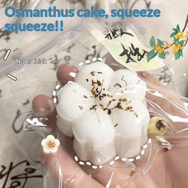 e Simulering Blomsterkake Squishy Mochi Leketøy Sakte Rebound White