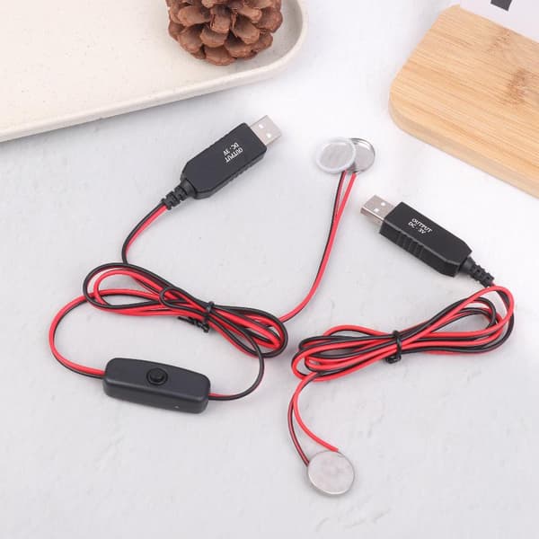USB til 3V CR2032 batteriopladerkabel med kontakter til ur A2 1m with switch