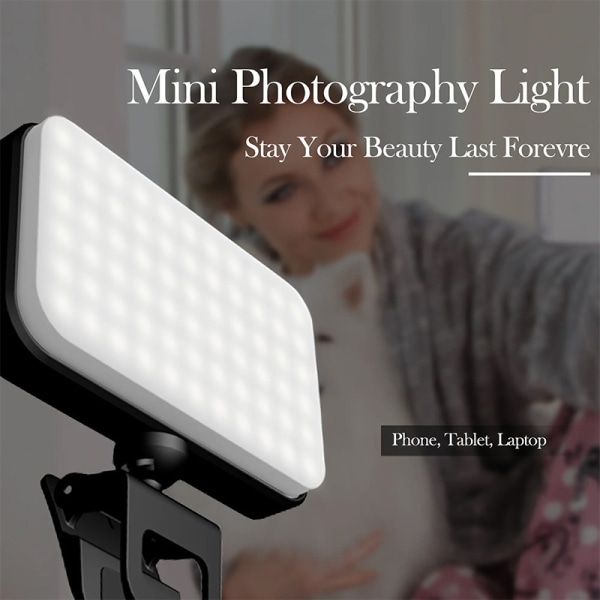 Bärbar Mini Selfie Fill Light Uppladdningsbar 3 lägen Justerbar A