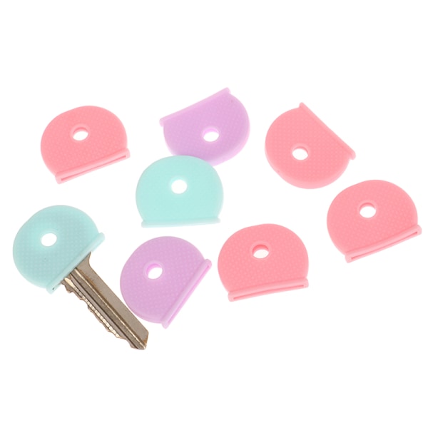 10 stk Blandede farger PVC-nøkler Caps Topper Elastisk etui for DIY-nøkkel