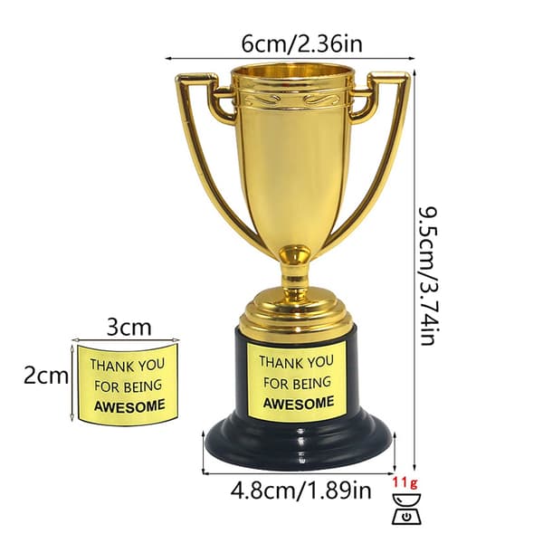 5 st Plast Golden Mini Award Trophy Leksaker Priser för barn Birt A