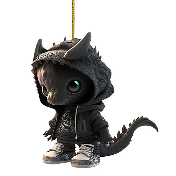 Cartoon Dragon Staty Ornament Akryl Hängsmycke Semester Dekoration A3