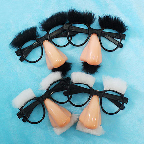 Halloween forkledning briller og bart Morsom voksen stor nese Fe Black