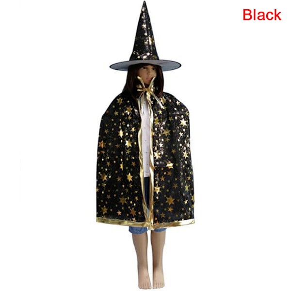 2Pcs/Set Kids Childrens' Halloween Costume Witch Cloak Cape and Black