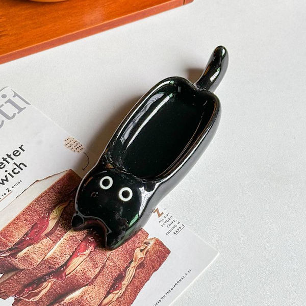 Keramisk kattformad mini-dippskål/tallrik B2