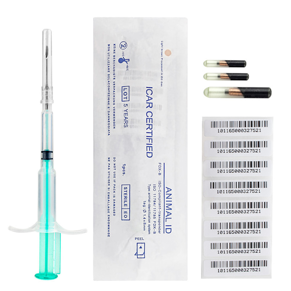 Kjæledyr-ID-brikker Im Kit 2,1x12 mm Animal Microchip ISO11784/785 FDX- A