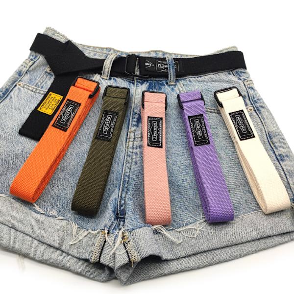 Mode Casual Mænd Canvas Bælte Dobbelt Ring Metal Spænde Waistba Black