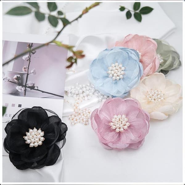 5 stk sy stoff 3D chiffon blomst chiffon perler senter kunstig A7