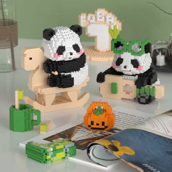 Panda Building Block Barnleksak Pedagogisk Micro Building Block A7