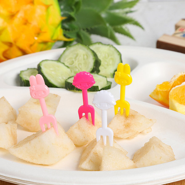 10 stk Mini Kids Animal Fruit Picks Forks Matbokstilbehør D A