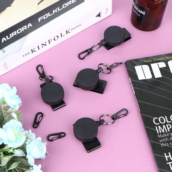 4-pack infällbar nyckelring Heavy Duty med bältesklämma Black 1