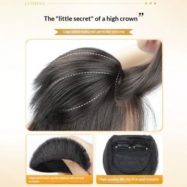 Usynlig syntetisk hårstykke, fluffy naturlige hårextensions C Black 2