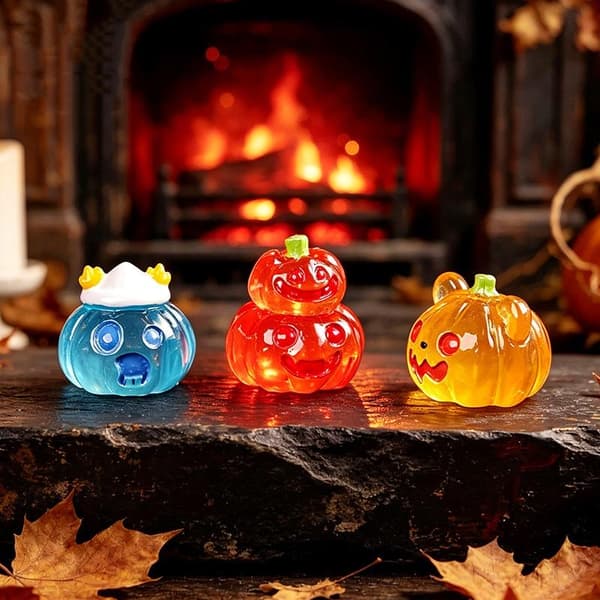 Lysende Græskar Mini Ornament Halloween Glød I Mørke Harpiks Figur A9