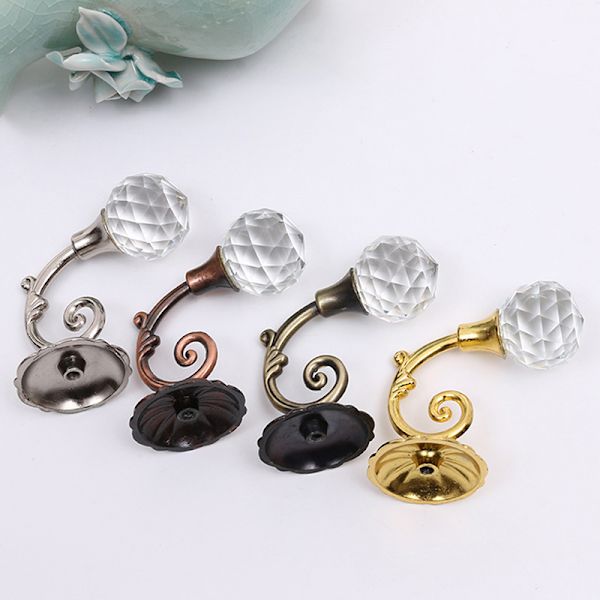 2 stk. Metall Krystall Glass Gardin Holdback Vegg Tie Back Henger Gold