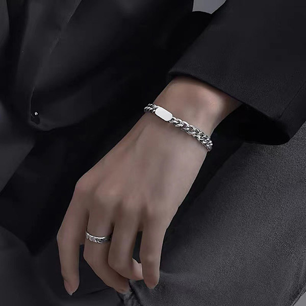 Minimalistiske Hip Hop metallarmbånd for kvinner menn Titanium stål