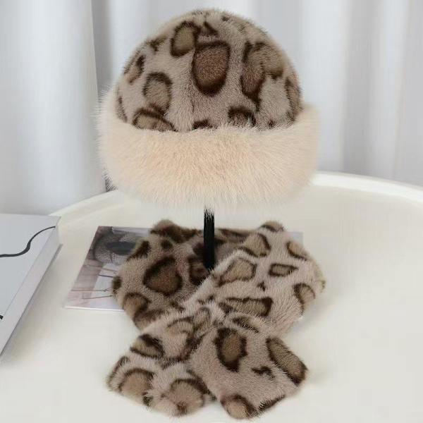 1/2 st Retro Leopardmönstrad Plysch Basin Hatt Dam Höst Vinter A8