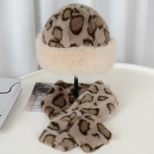 1/2 stk Retro Leopardmønstret Plysj Bøttehatt Dame Høst Vinter A5