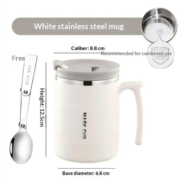 1 st dubbelväggig termisk kaffemugg i rostfritt stål med sked C 2 A2