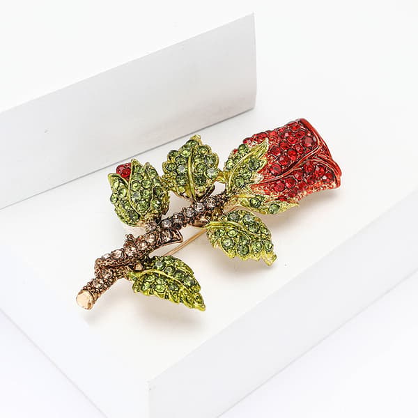 Utsøkte Rhinestone Rose Blomster Brosjer For Kvinner Fest Smykker A1