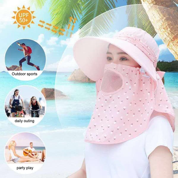 Solhat Kvinde Sommer Hat Cover Ansigt Åndbar Solhat All-mat Rose red