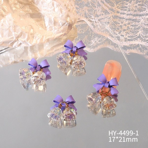 1Pc DIY Nail Art Charm 3D Crystal Bell Sød butterfly neglebor Blue