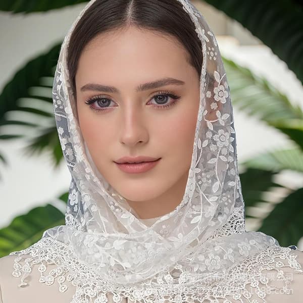 Mode Sjal Spets Slöja Halsduk Bandana Kyrkobön Bröllop Hijab A4
