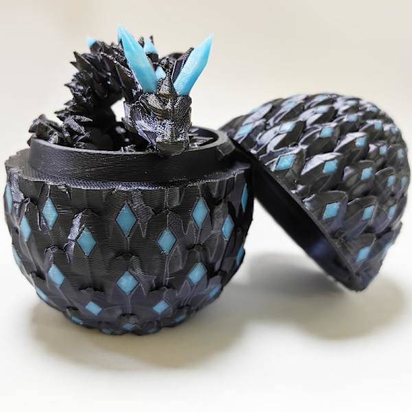 3D-printet krystaldrage selvlysende leddelt drage H Black