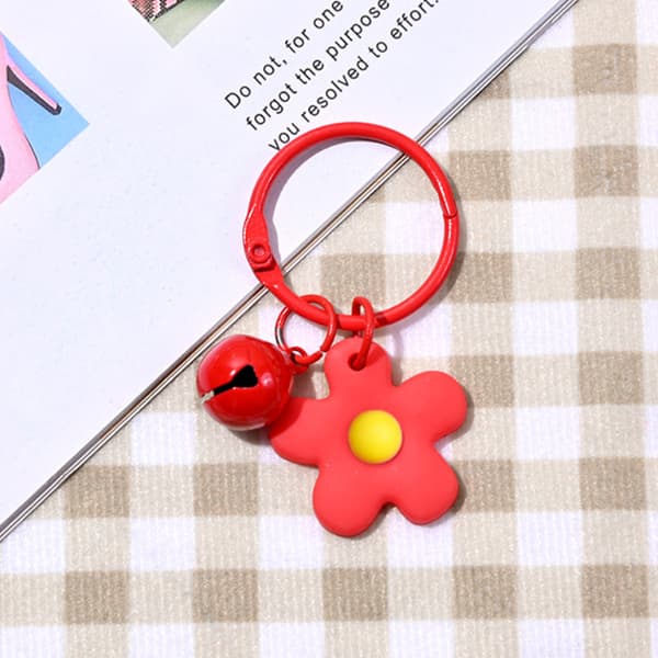 Nytt mode liten godisblomma nyckelring för kvinnor flicka Bell Key Orange