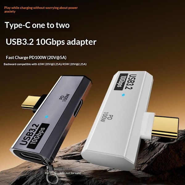 2-i-1 Type C OTG-adapter USB C han til USB-C hun USB 3.2 Sp Gray