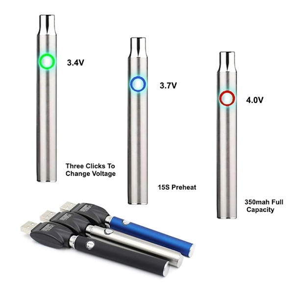 510 Thread Battery Cart Pen Justerbar spänning Smart Power Pen Silver