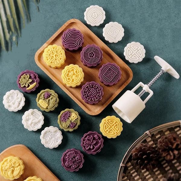 1 set DIY Mooncake-form i plast, handpressad bakverksform för mungbönor A1