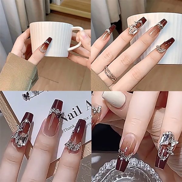 50 stk 3D-legering Butterfly Nail Charms Butterfly Nail Gems Nail R