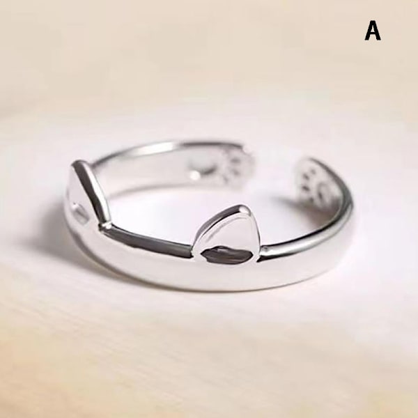Fashion e Cat Ear Open Justerbar Fingerring For Damesmykker C