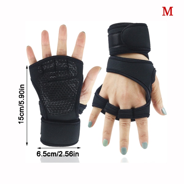 1 Par Sports Half Finger Handsker Træningshandsker Fitness Prot Black M