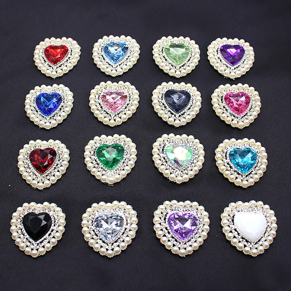 27*26mm Peach Heart Alloy Pearl Rhinestone Akryl Gift Box Clo A11