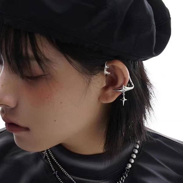 1 par mote sølvfarge Star Clip Ear Cuff øredobber Ingen Pierc