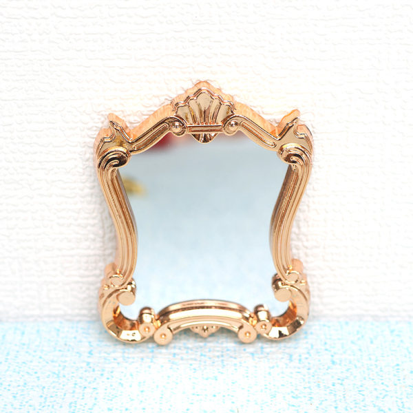 Miniramar i skala 1:12 Doll House Arc Spegel Möbelprydnad Rose Gold