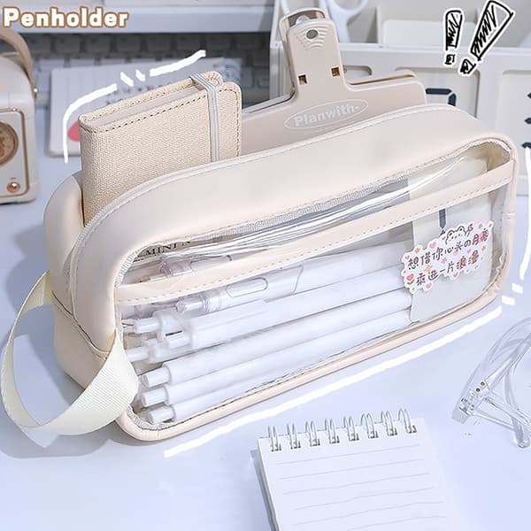 Transparent pennväska med stor kapacitet INS Style case Sta Gray