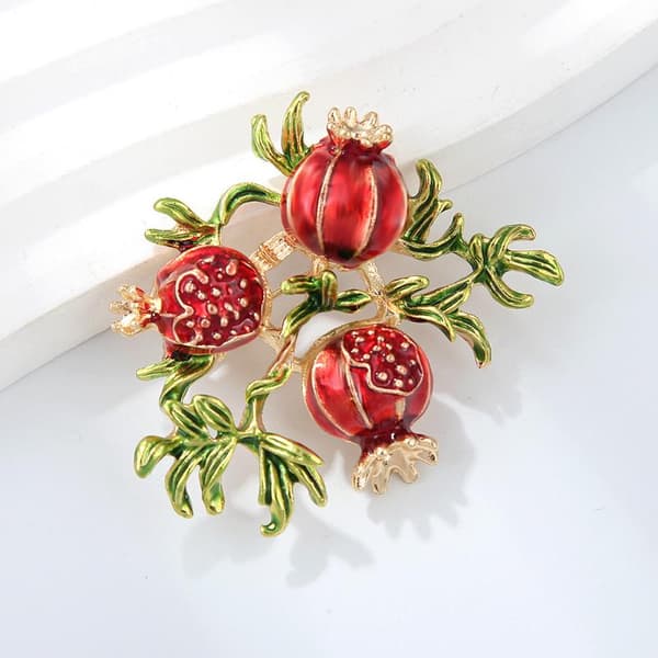 Vintage Emalje Granatæble Broche til Kvinder Unisex Frugt Mode 1pc