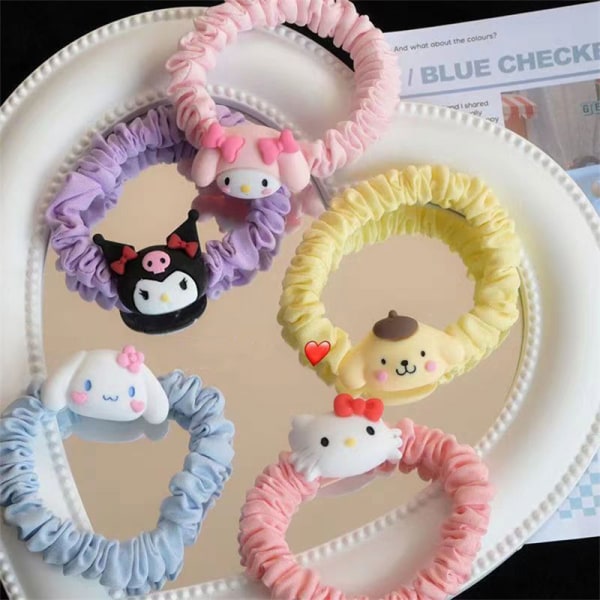 Tecknad hår Scrunchie Sweet Girls Kawaii djurelastiskt hår B Purple